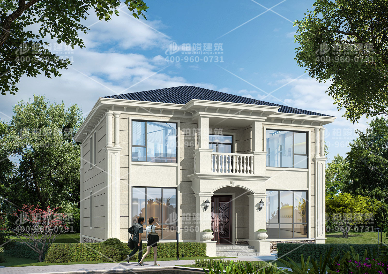 二层房屋设计效果图，好看的外观让人心旷神怡。